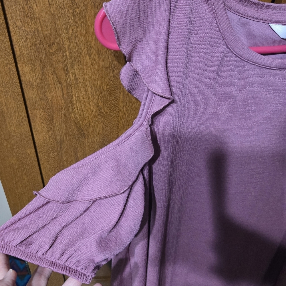LC Lauren Conrad Mauve Ruffle Sleeve Midi Dress - Picture 4 of 4